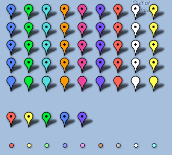 The standard type markers in Google Fusion Tables