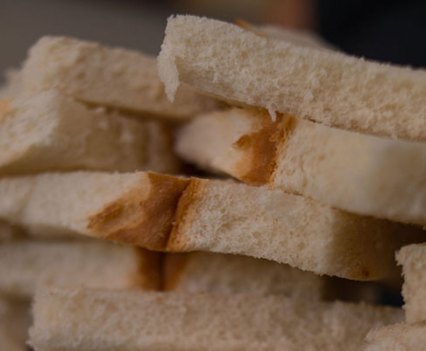 Stacks of sliced bread.
