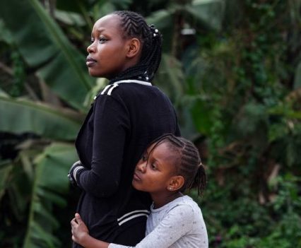 A daughter hugging her mother