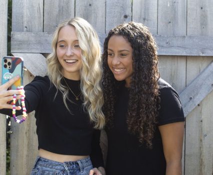 Two girls taking a selfie