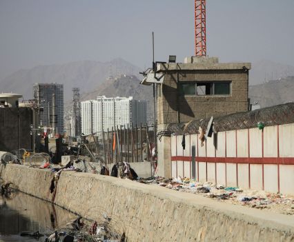 The Abbey gate after the explosion with clothes and other items scattered everywhere