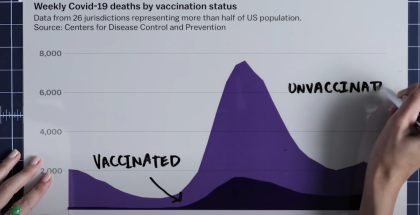 Weekly Covid-19 deaths by vaccination status chart