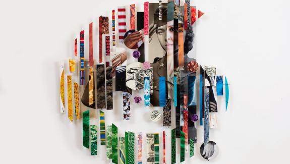 A header image showing a soldier and other images, cut into strips and arranged to form a capital G