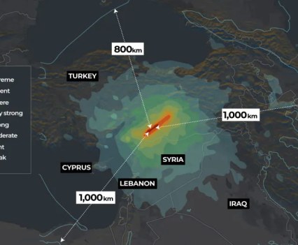 Graph showing scale of earthquakes