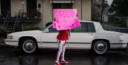 Family members of Angel Ramos protest in the streets of Vallejo following his killing by police on January 23, 2017. In 2019, Vallejo claimed it did not possess audiovisual records of the shooting, but later disclosed body camera footage.