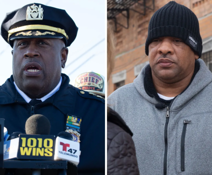 NYPD Chief of Department Jeffrey Maddrey and former officer Kruythoff Forrester.