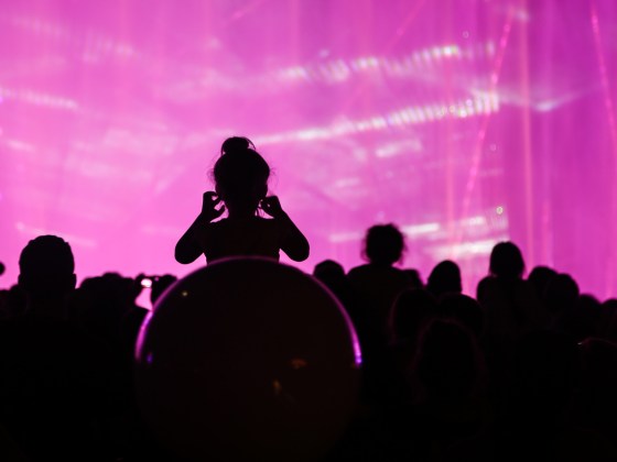 Spectators are mesmerized as the Water of Color light show reaches a crescendo at the California Adventures theme park. Several busloads of journalists from #ONA15 toured the Disney theme park Wednesday evening. (Shuyao Chen/ONA Student Newsroom)