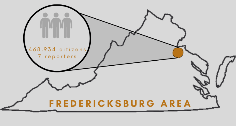 Graphic of location of Fredericksburg, Virginia