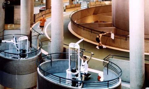 People running on a hotel jogging track