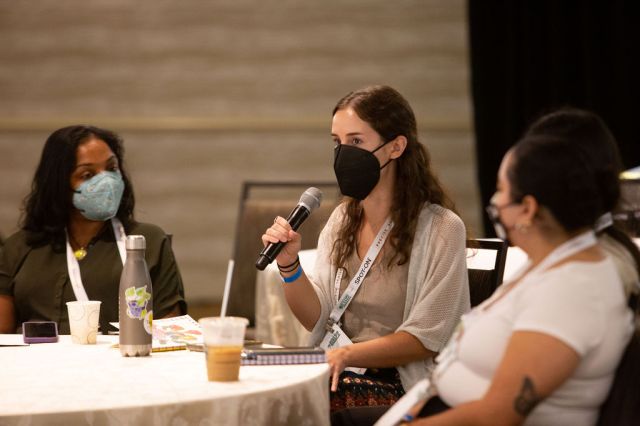 MJ Bear Fellows in conversation during an ONA22 session.