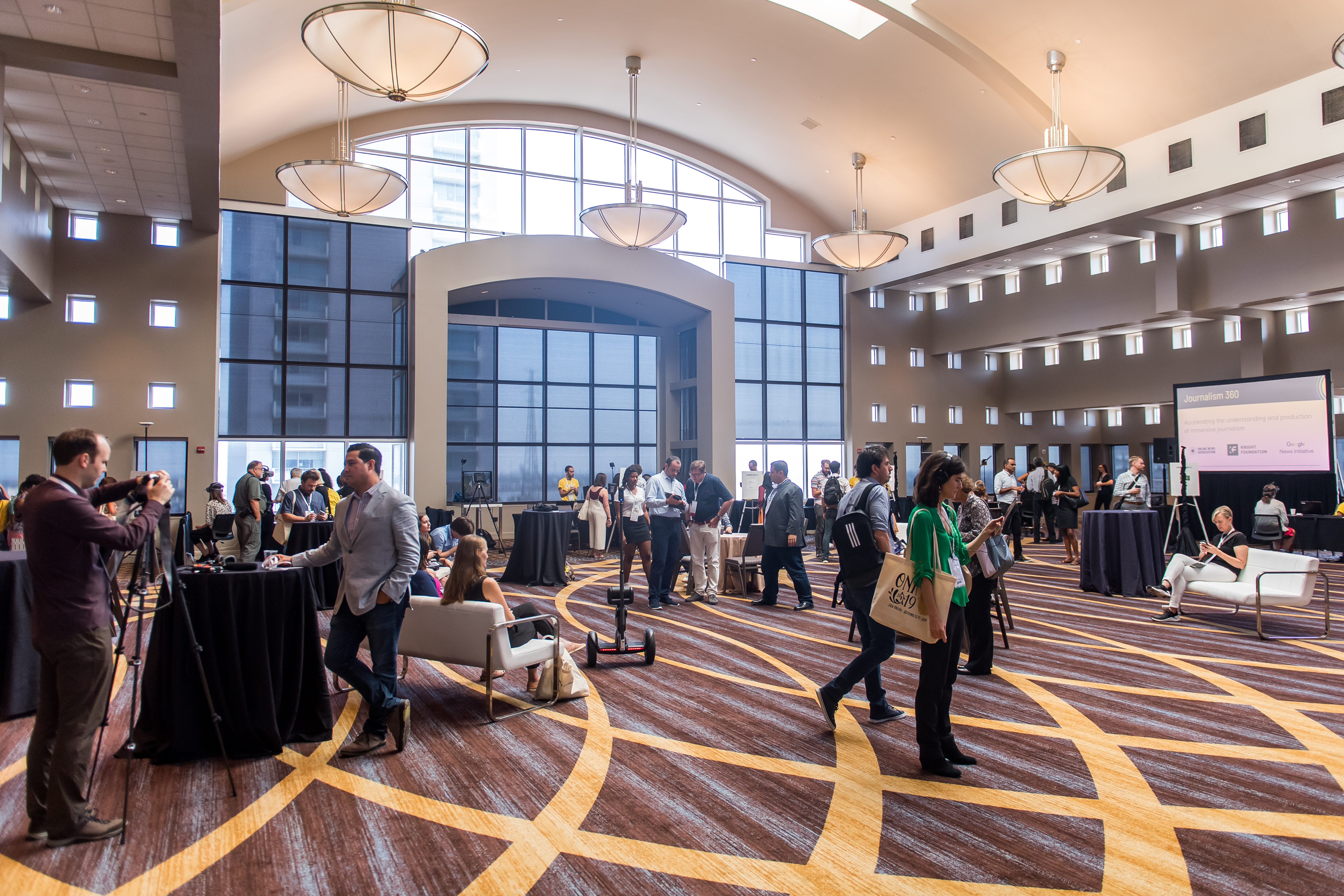 A view of the venue for the Journalism 360 Immersive Storytelling Festival at the 2019 Online News Association Conference in New Orleans.