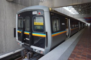 A MARTA Gold Line train at Airport in Atlanta